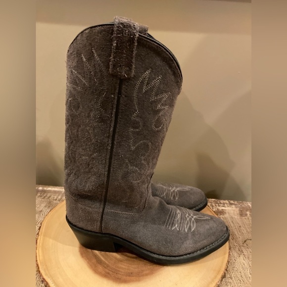 Old West Women’s 8D Gray Suede Leather Cowboy Boots Western Cowgirl‎ Well Made - Picture 14 of 16